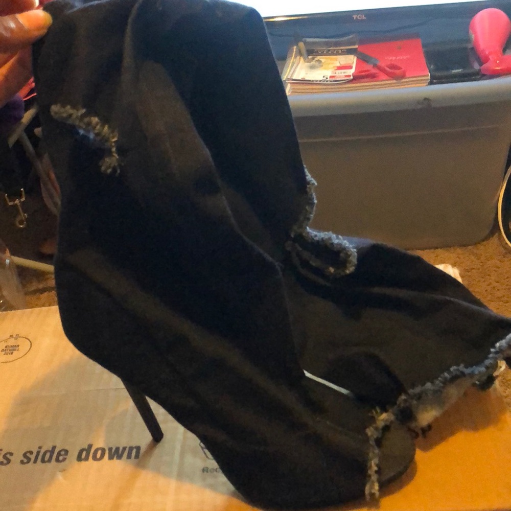 Dark Denim Knee High Boots